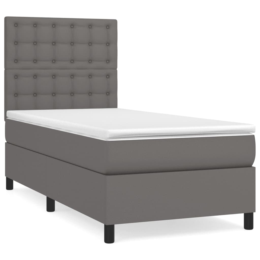 vidaXL Cama com Molas/colchão 80x200 cm Couro Artificial Cinza - 1236474423