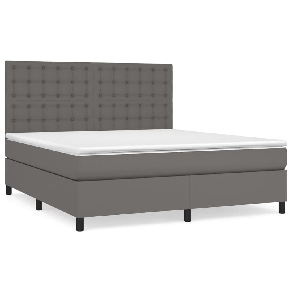 vidaXL Cama com molas/colchão 180x200 cm couro artificial cinza
