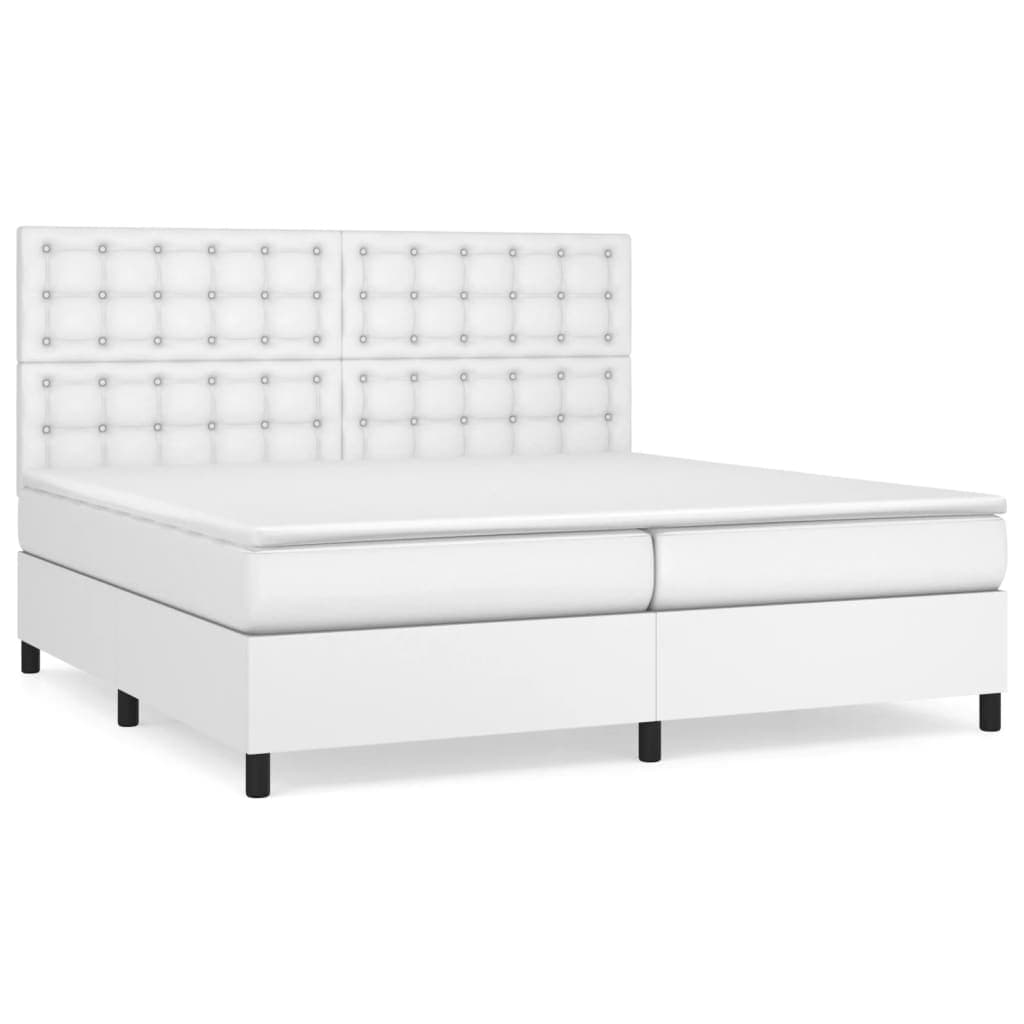 vidaXL Cama com molas/colchão 200x200 cm couro artificial branco