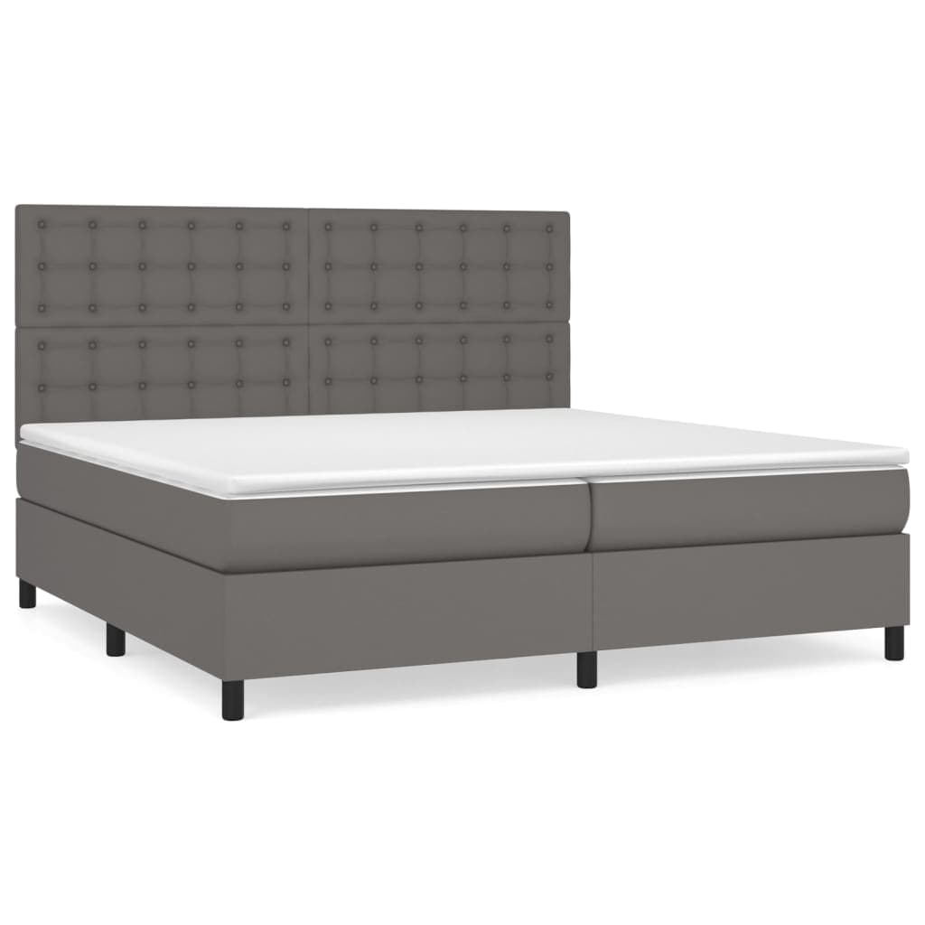 vidaXL Cama com molas/colchão 200x200 cm couro artificial cinzento