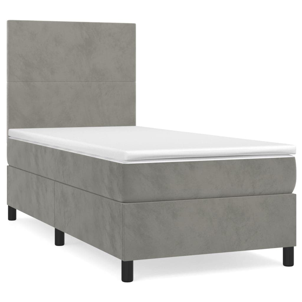 vidaXL Cama com molas/colchão 80x200 cm veludo cinza-claro