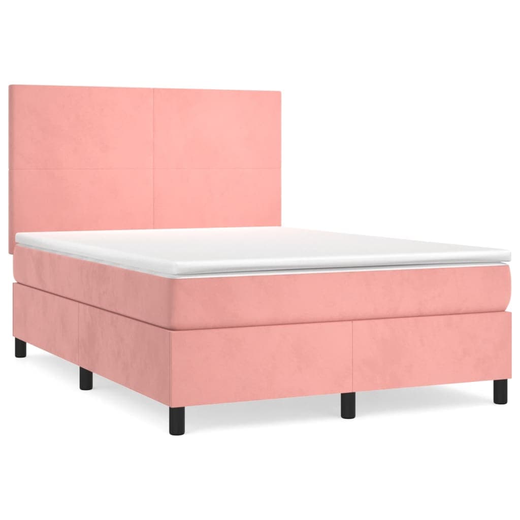 vidaXL Cama com Molas/colchão 140x200 cm Veludo Rosa - 3514311098