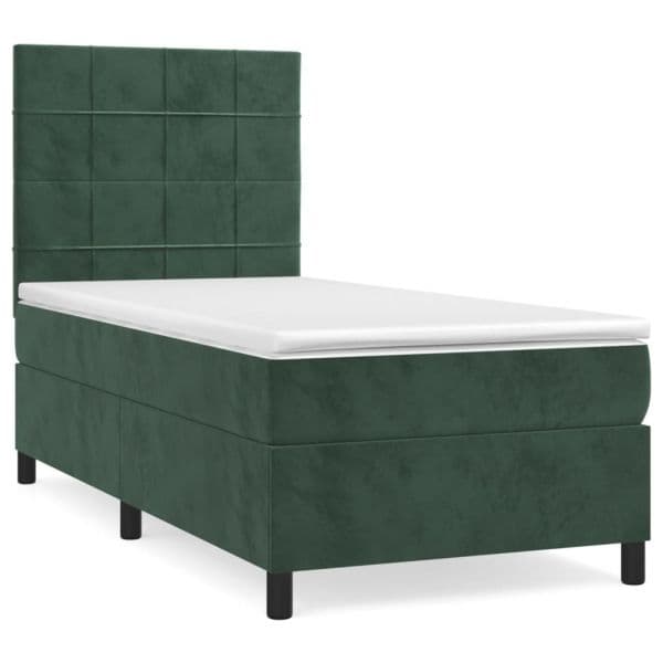vidaXL Cama com Molas/colchão 80x200 cm Veludo Verde-escuro - 4155493022