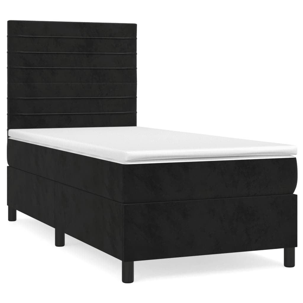vidaXL Cama com molas/colchão 80x200 cm veludo preto