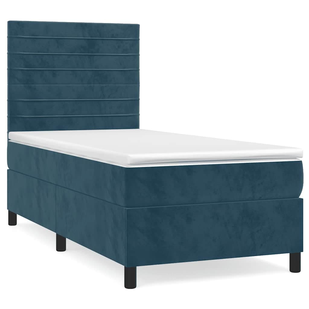 vidaXL Cama com Molas/colchão 80x200 cm Veludo Azul-escuro - 2607868398