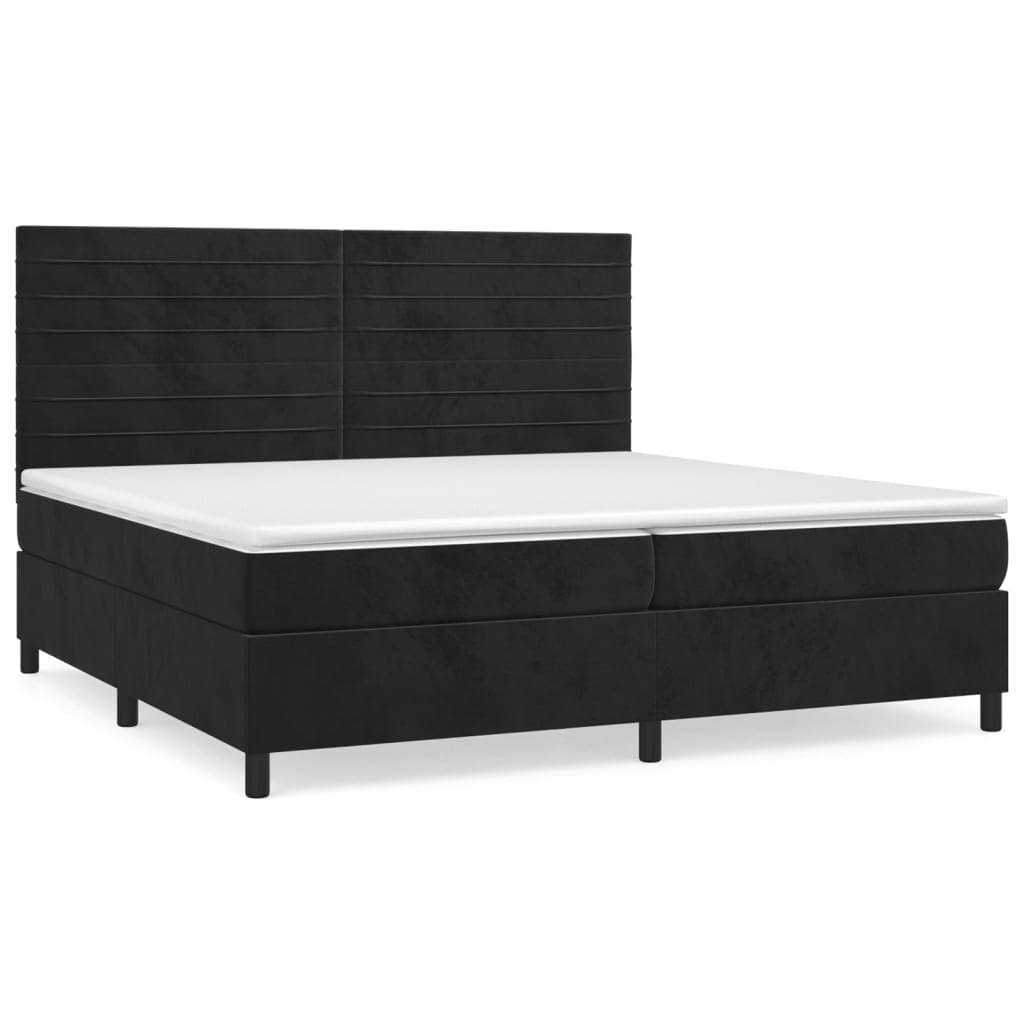 vidaXL Cama com molas/colchão 200x200 cm veludo preto