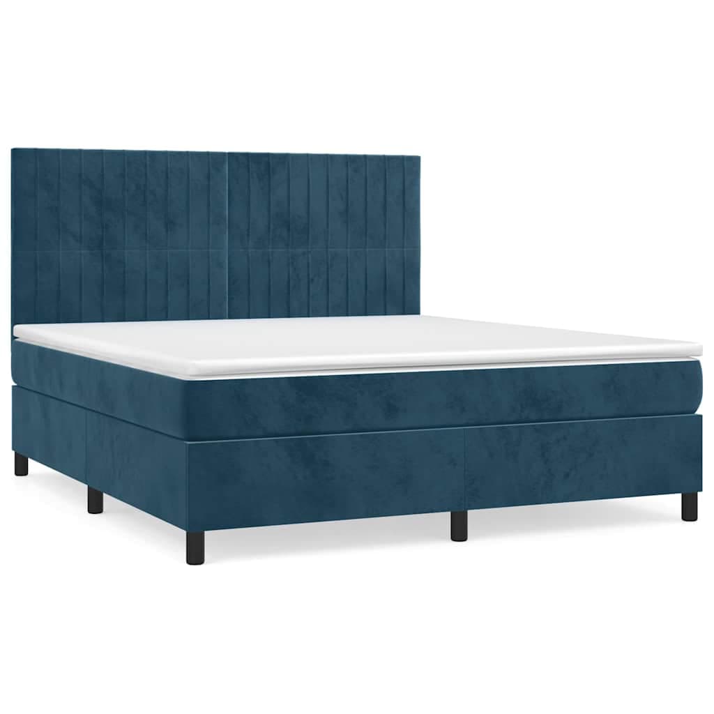 vidaXL Cama com molas/colchão 180x200 cm veludo azul-escuro