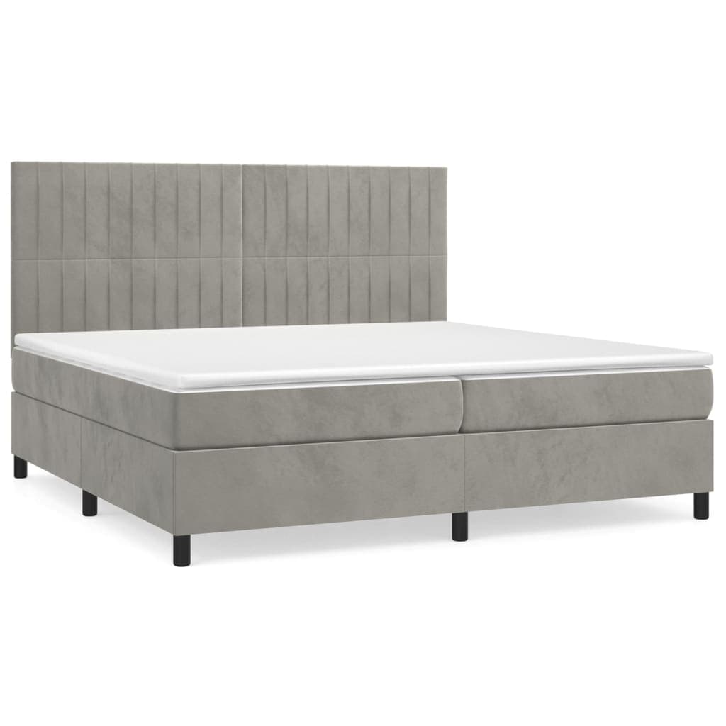 vidaXL Cama com molas/colchão 200x200 cm veludo cinzento-claro