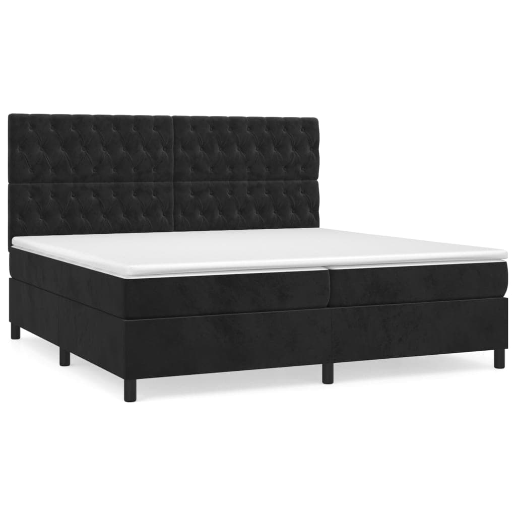 vidaXL Cama com molas/colchão 200x200 cm veludo preto