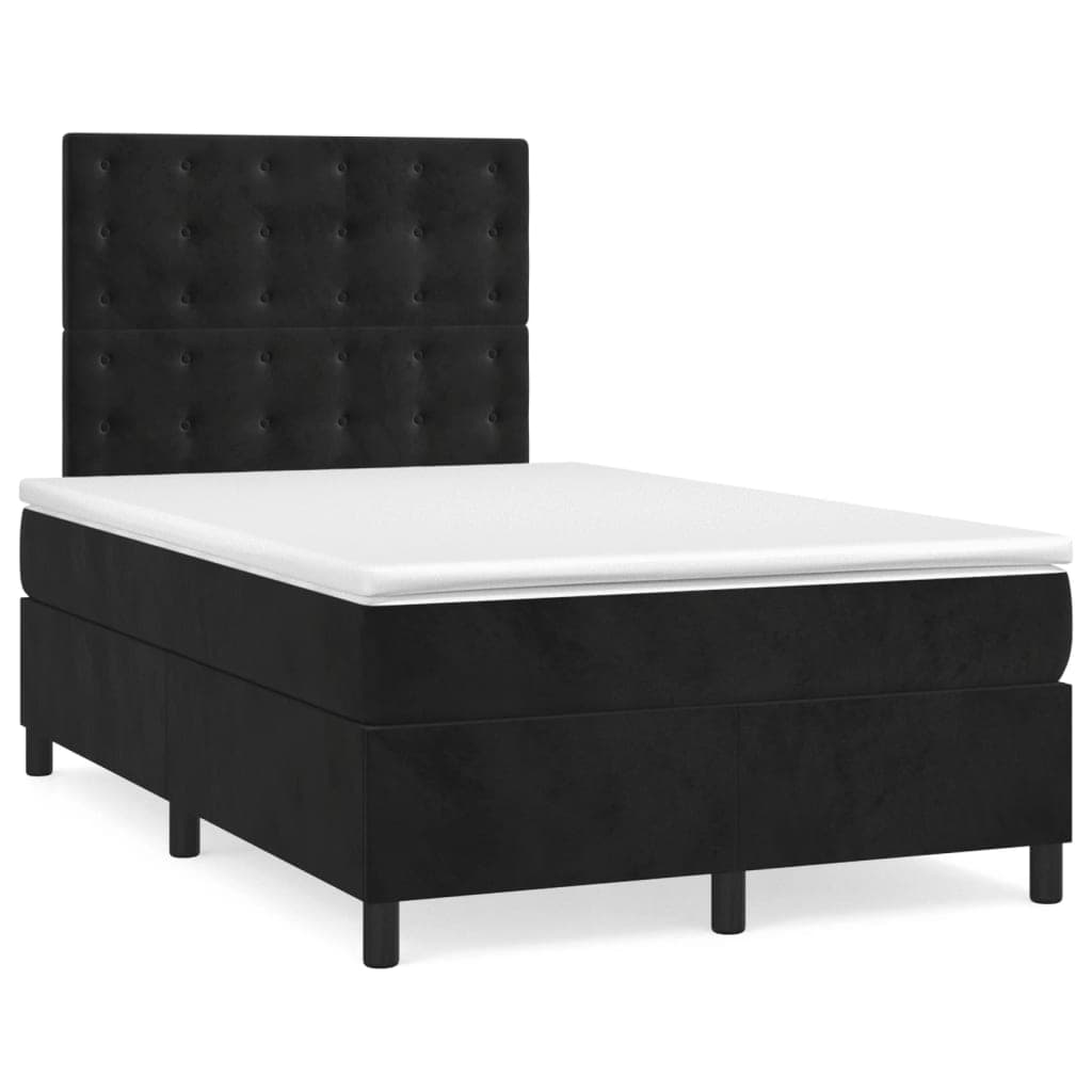 vidaXL Cama boxspring com colchão 120x200 cm veludo preto