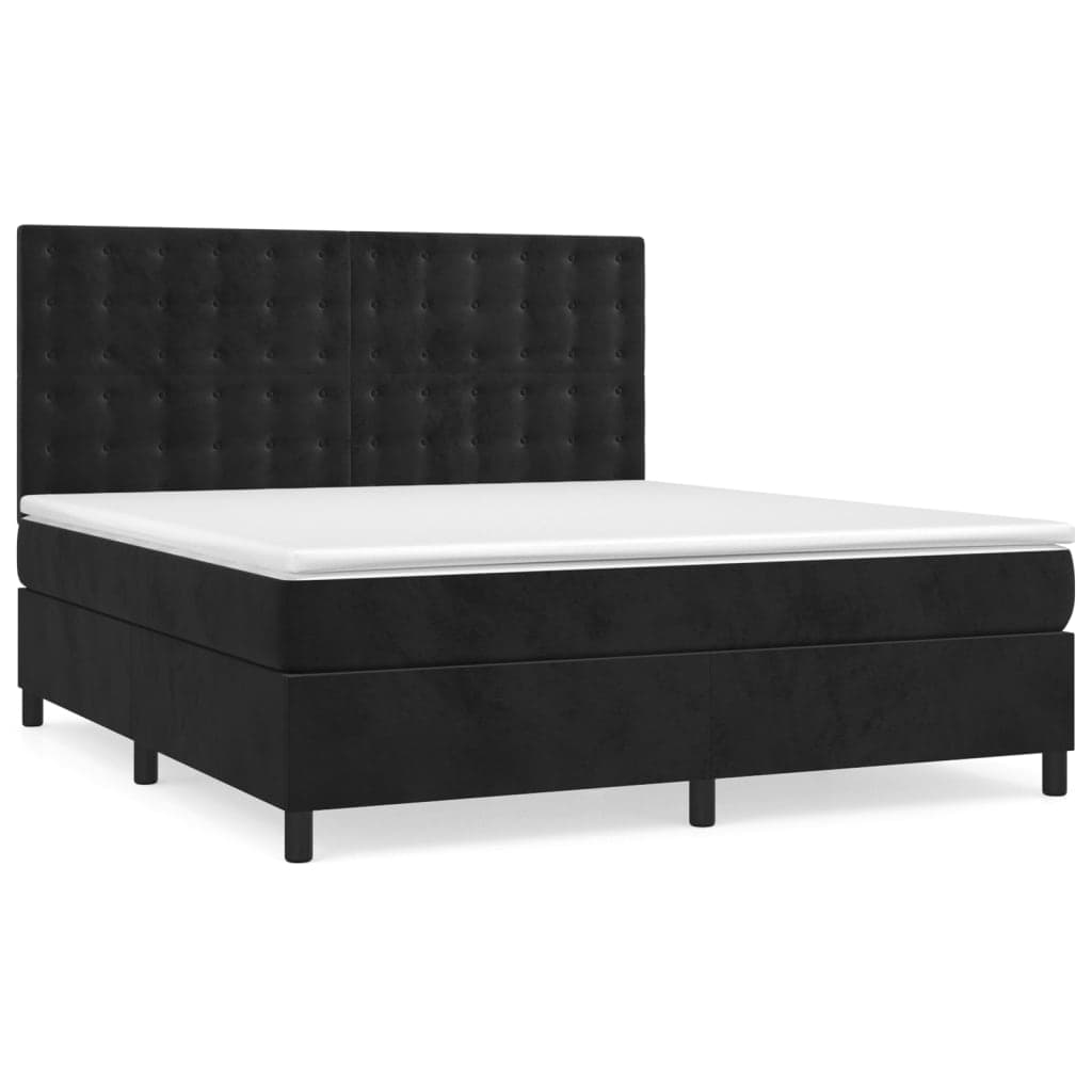 vidaXL Cama com Molas/colchão 160x200 cm Veludo Preto - 2864865026