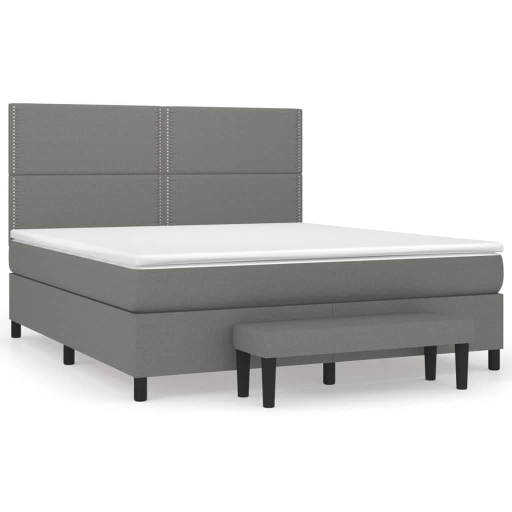 vidaXL Cama com molas/colchão 180x200 cm tecido cinzento-escuro