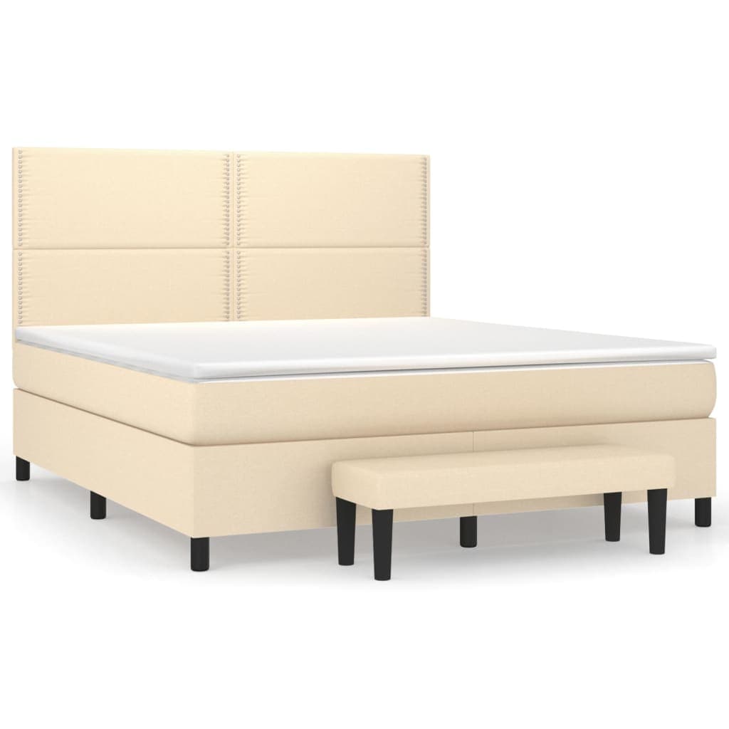 Cama com Molas/colchão 180x200 cm Tecido Cor Creme - 3136538