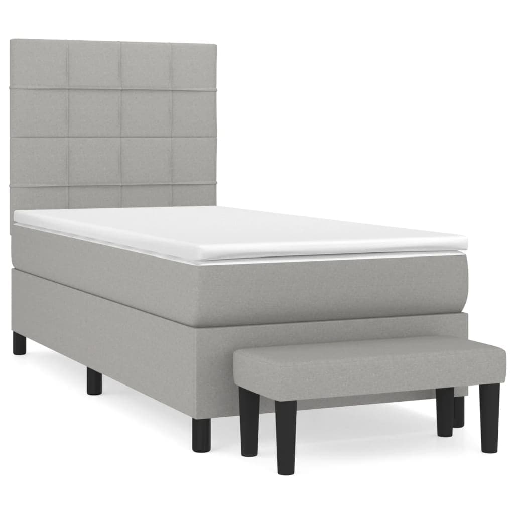 vidaXL Cama com molas/colchão 90x200 cm tecido cinza-claro