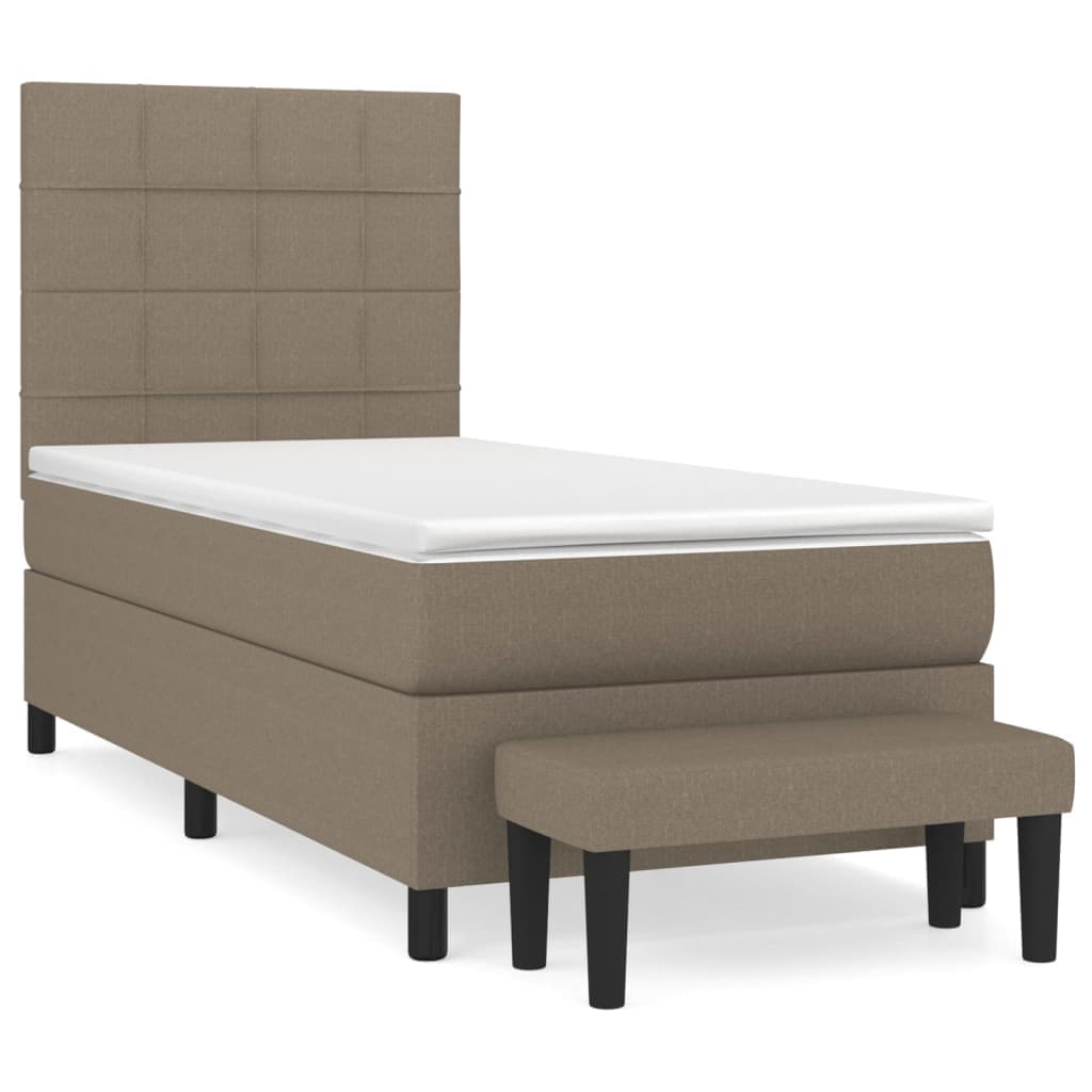 vidaXL Cama com molas/colchão 90x200 cm tecido castanho-acinzentado