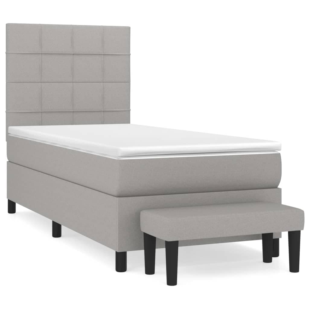 vidaXL Cama com Molas/colchão 100x200 cm Tecido Cinzento-claro - 712205733