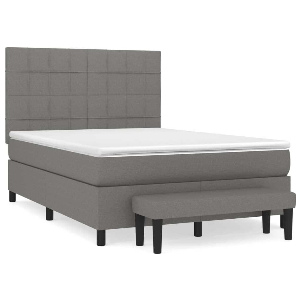 vidaXL Cama com Molas/colchão 140x190 cm Tecido Cinzento-escuro - 771299729