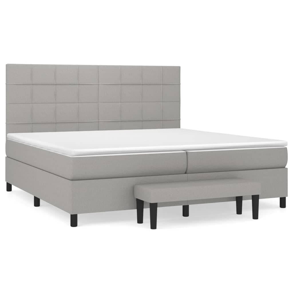 vidaXL Cama com molas/colchão 200x200 cm tecido cinza-claro