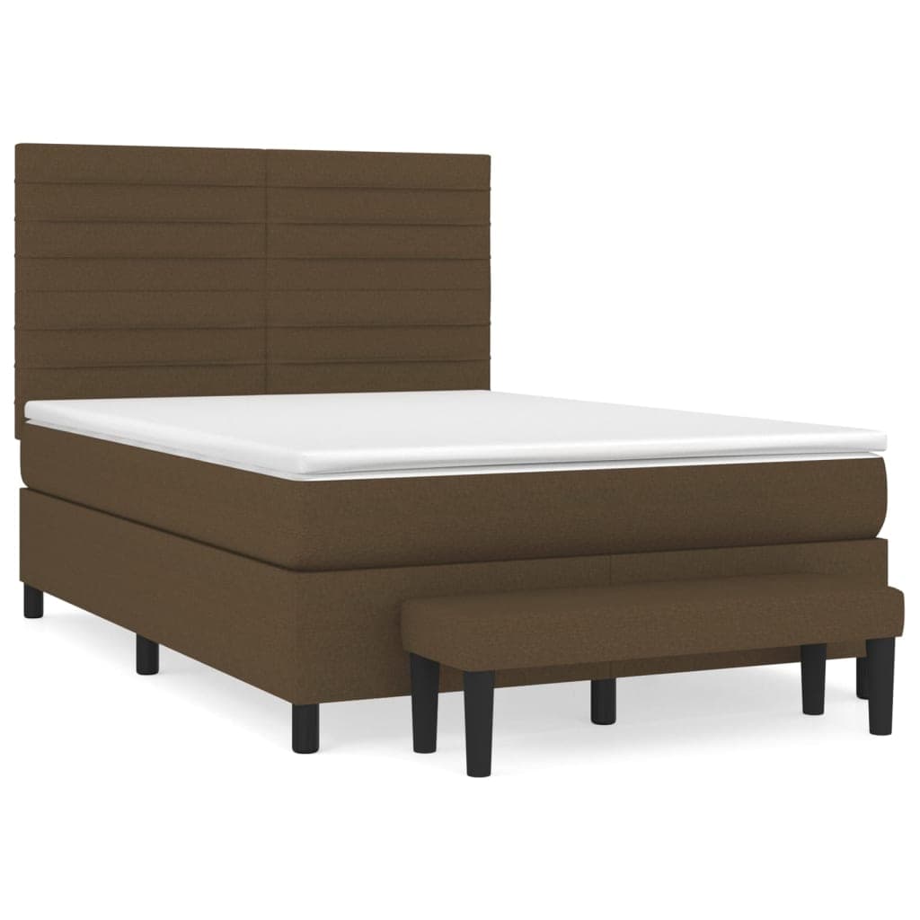 vidaXL Cama com molas/colchão 140x190 cm tecido castanho-escuro