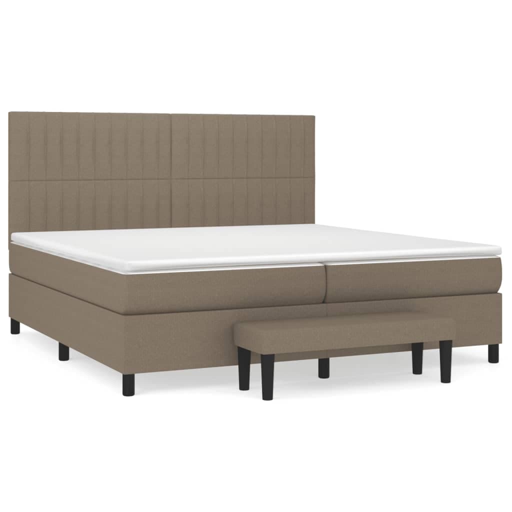 vidaXL Cama com Molas/colchão 200x200 cm Tecido Castanho-acinzentado - 1191970865