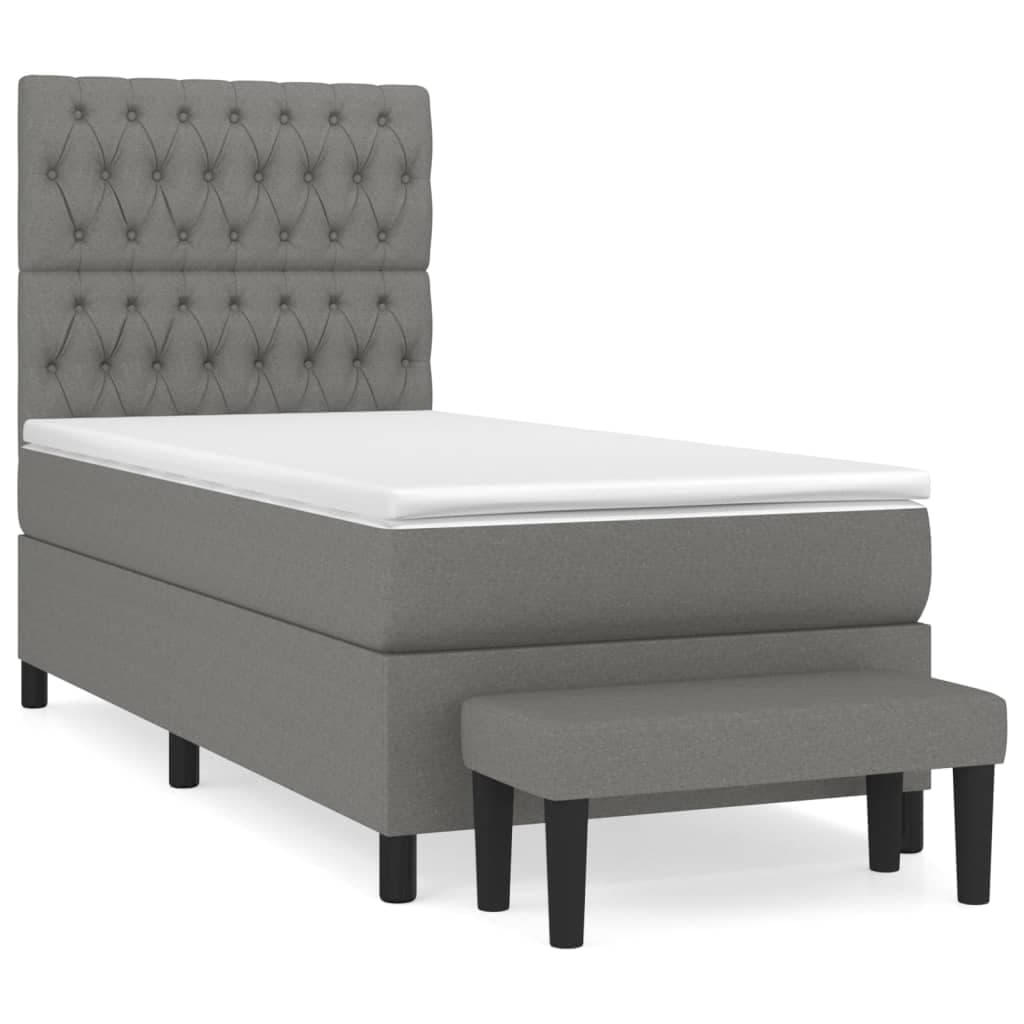 vidaXL Cama com Molas/colchão 90x190 cm Tecido Cinza-escuro - 547767757