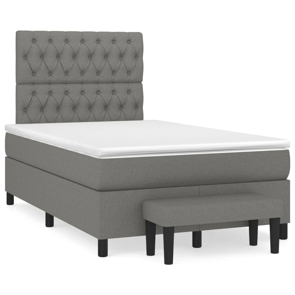 vidaXL Cama com Molas/colchão 120x200 cm Tecido Cinzento-escuro - 685453861