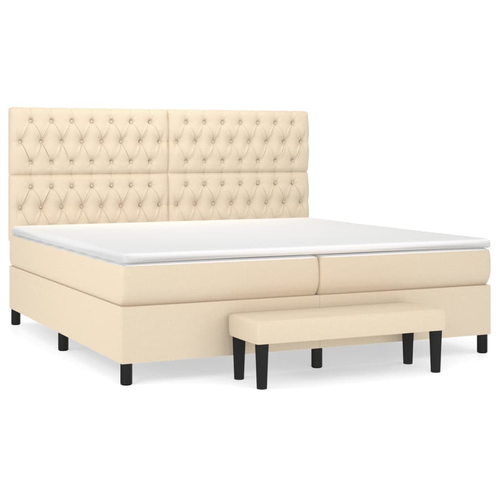 vidaXL Cama com molas/colchão 200x200 cm tecido cor creme