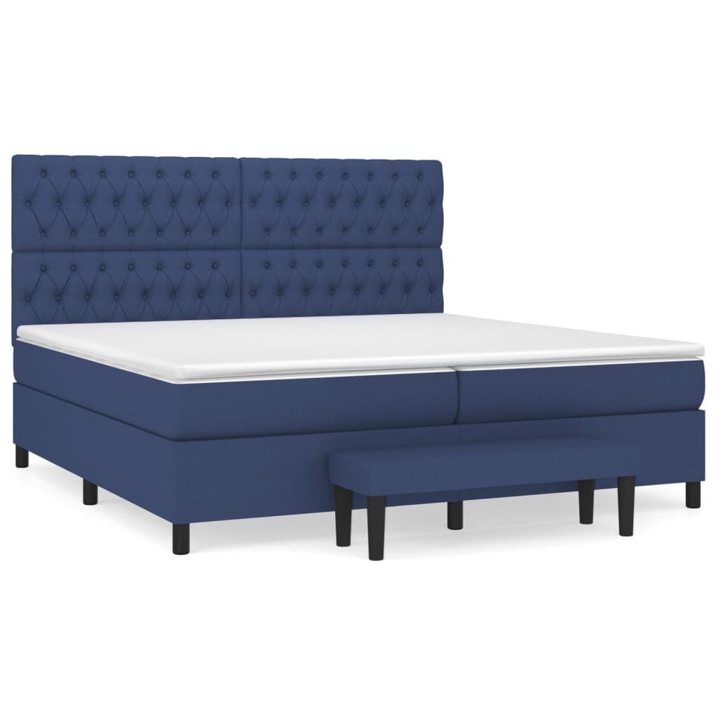 Cama com Molas/colchão 200x200 cm Tecido Azul - 3136867