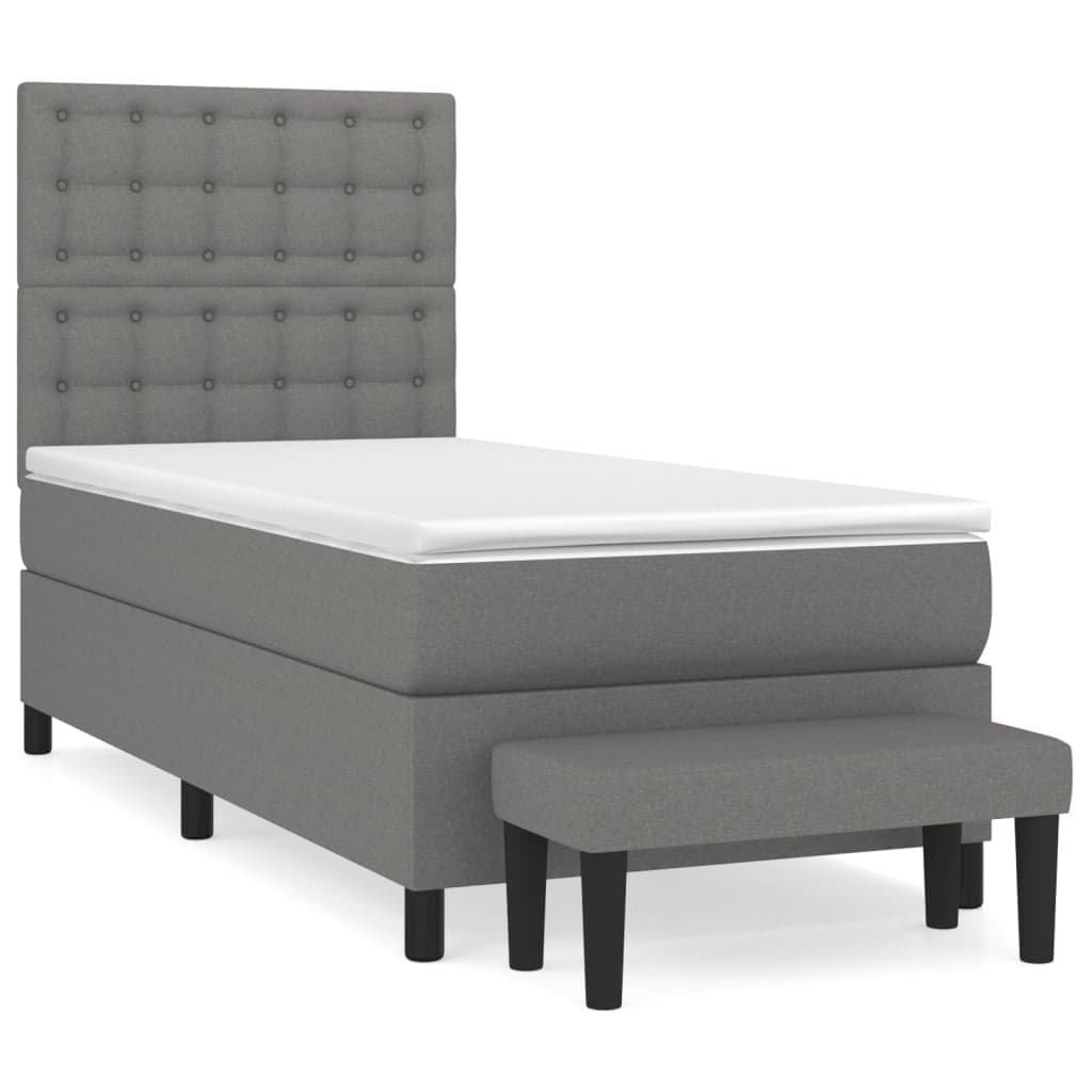 vidaXL Cama com Molas/colchão 80x200 cm Tecido Cinzento-escuro - 3147999052