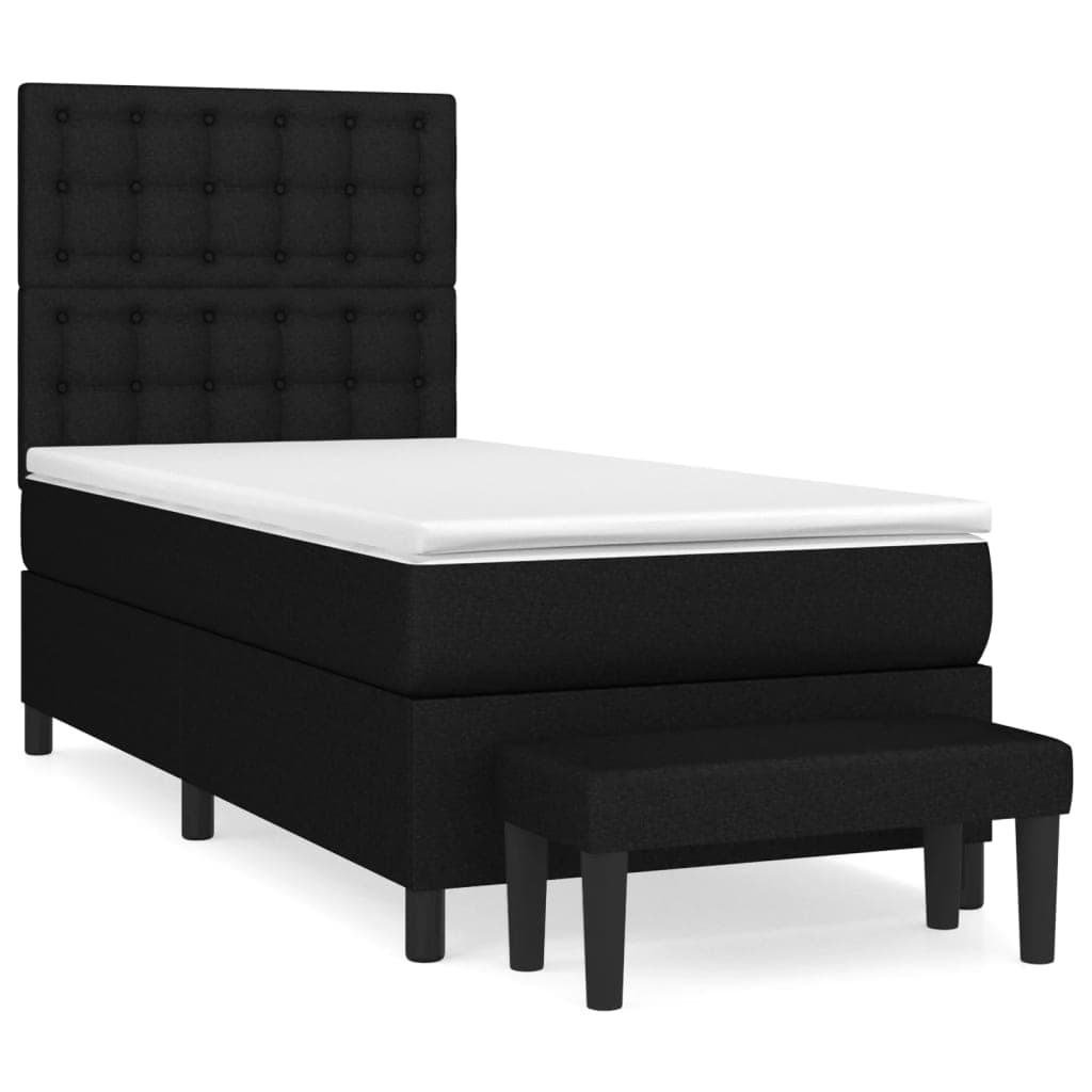 vidaXL Cama com molas/colchão 100x200 cm tecido preto