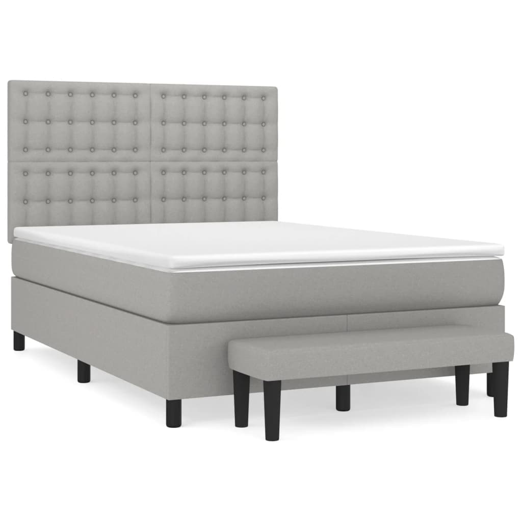 vidaXL Cama com molas/colchão 140x190 cm tecido cinzento-claro