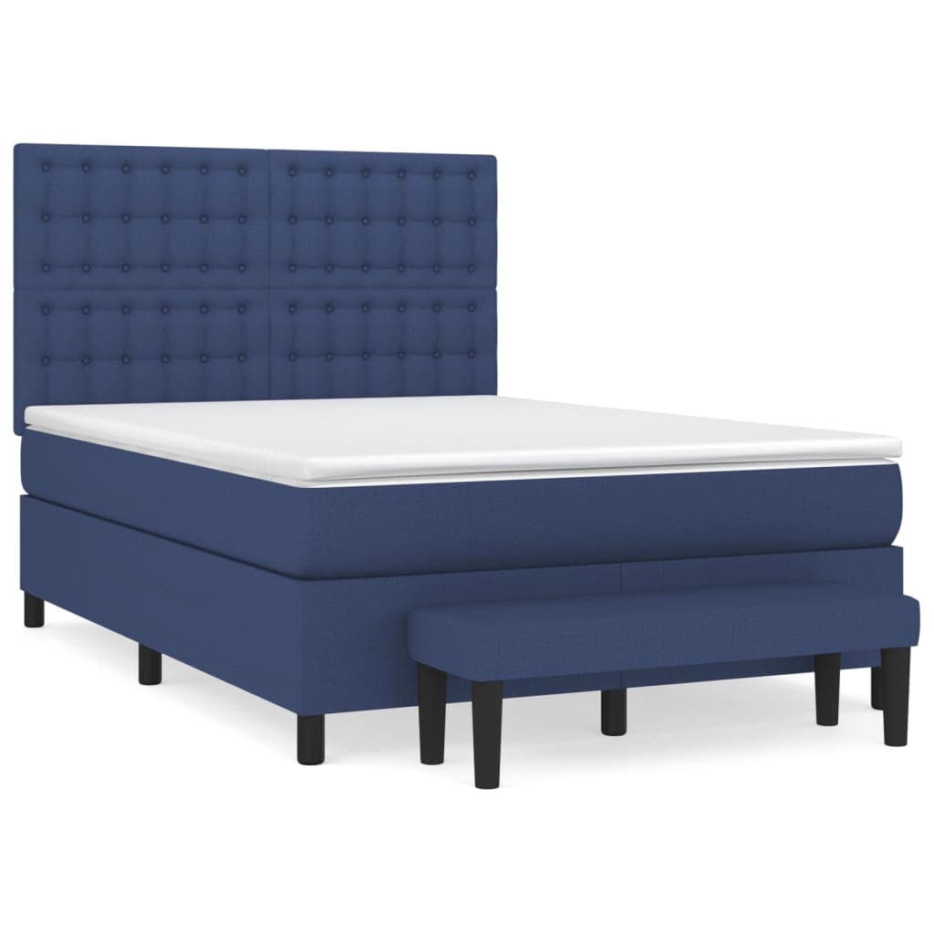vidaXL Cama com Molas/colchão 140x190 cm Tecido Azul - 2622529138