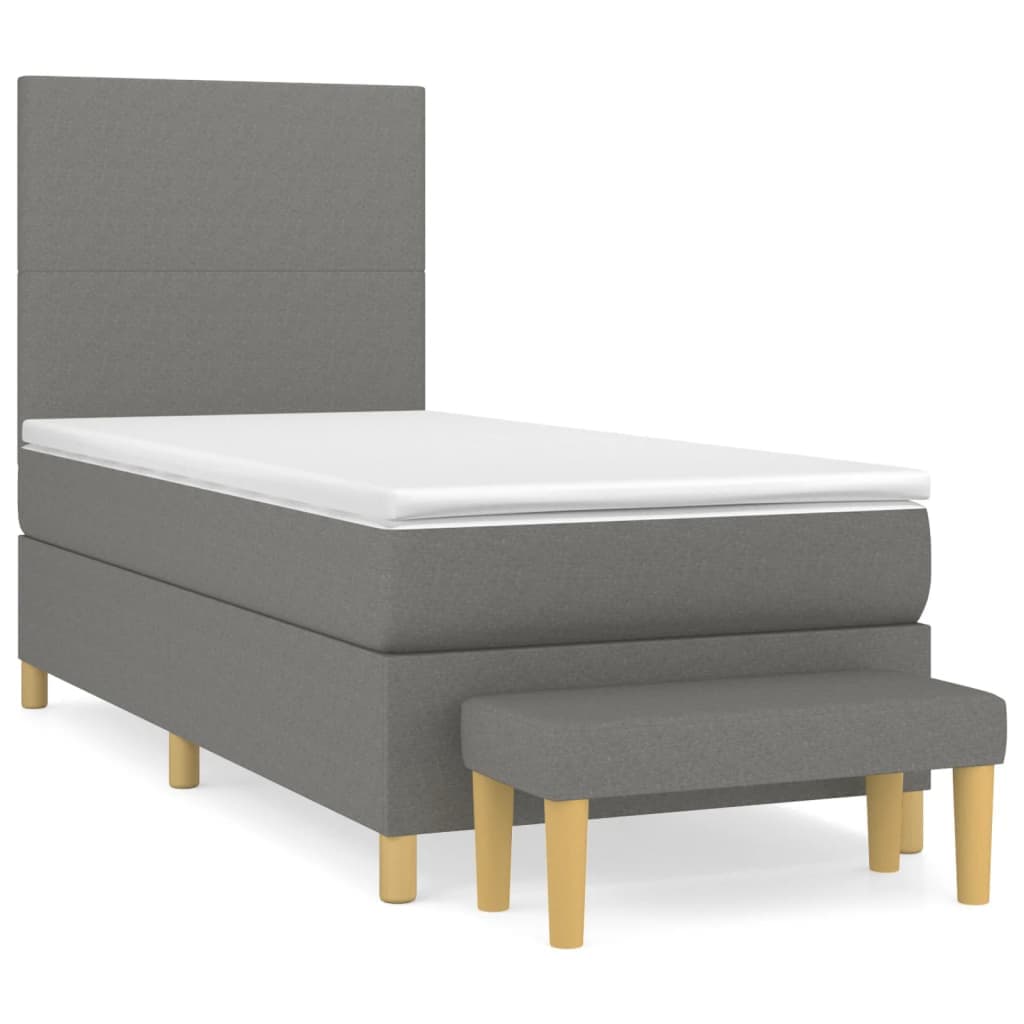 vidaXL Cama com molas/colchão 80x200 cm tecido cinzento-escuro