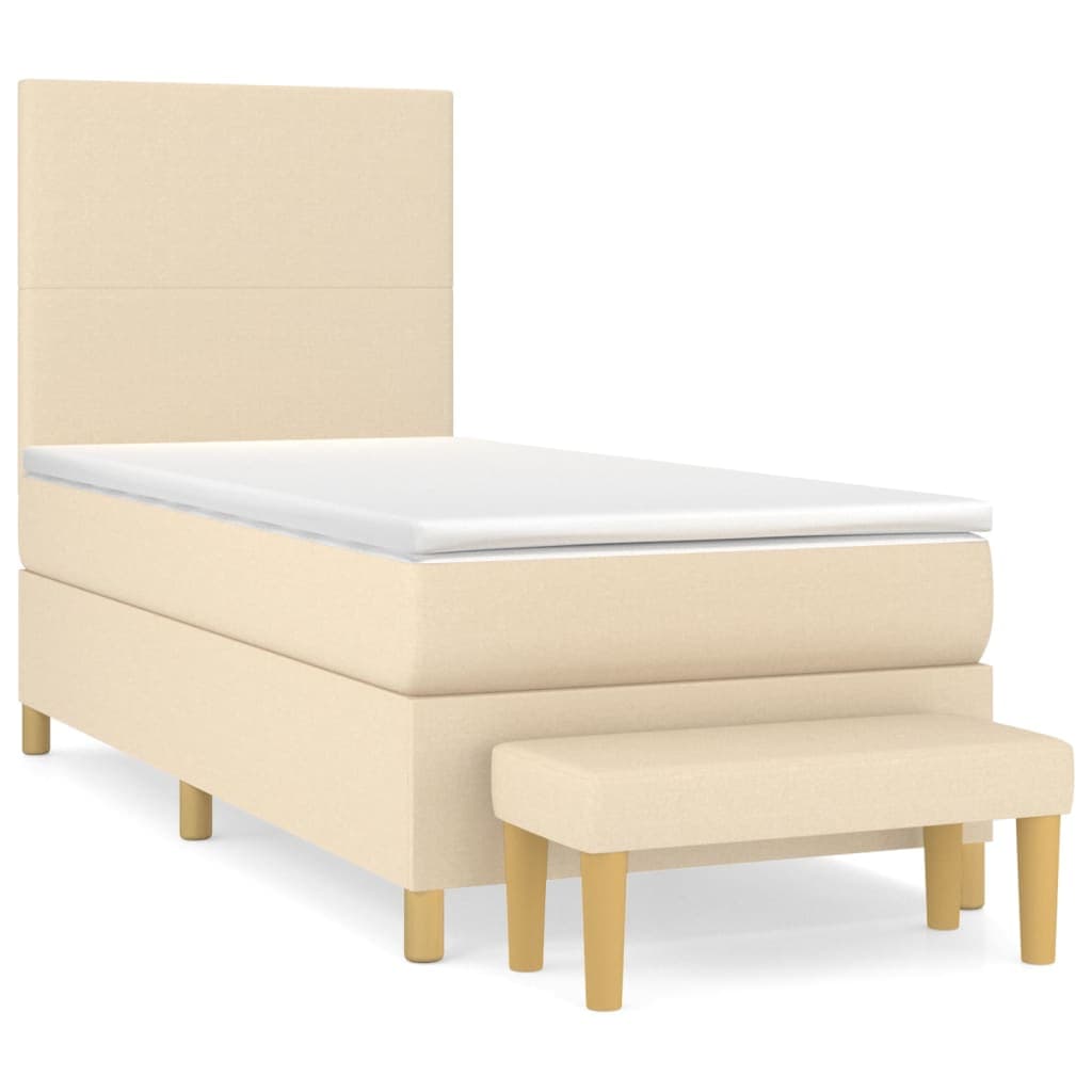 vidaXL Cama com molas/colchão 100x200 cm tecido cor creme