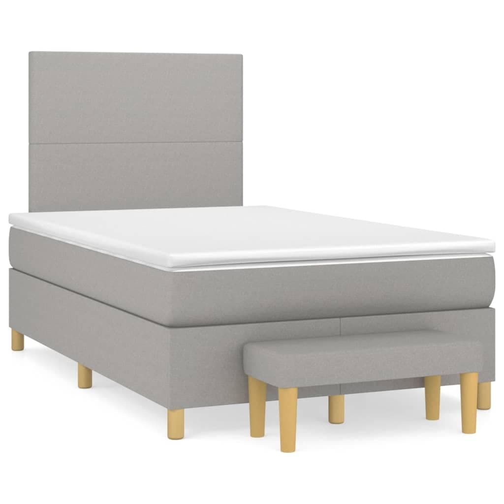 vidaXL Cama com molas/colchão 120x200 cm tecido cinza-claro