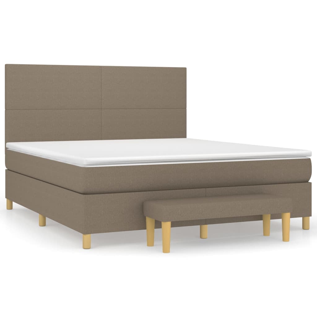 vidaXL Cama com molas/colchão 160x200 cm tecido castanho-acinzentado