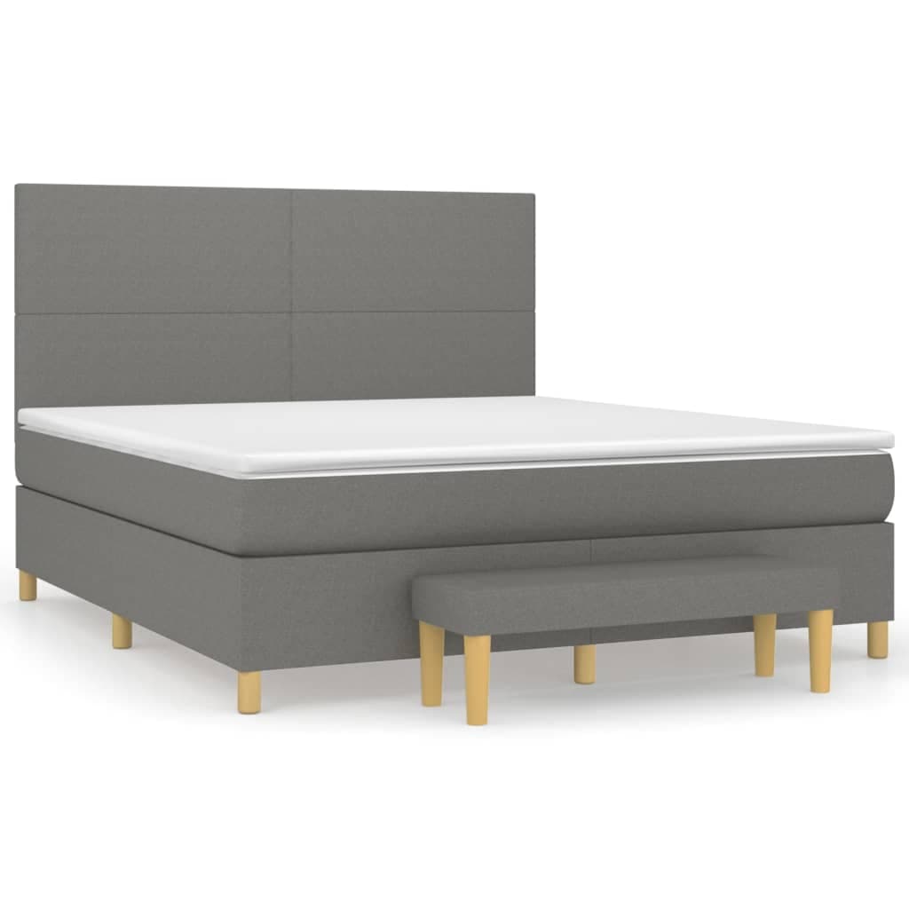 vidaXL Cama com molas/colchão 180x200 cm tecido cinzento-escuro