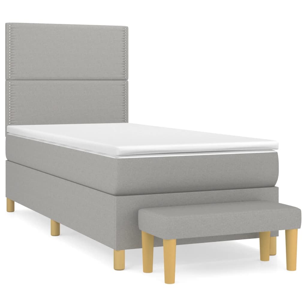 vidaXL Cama com Molas/colchão 90x190 cm Tecido Cinzento-claro - 4144349494