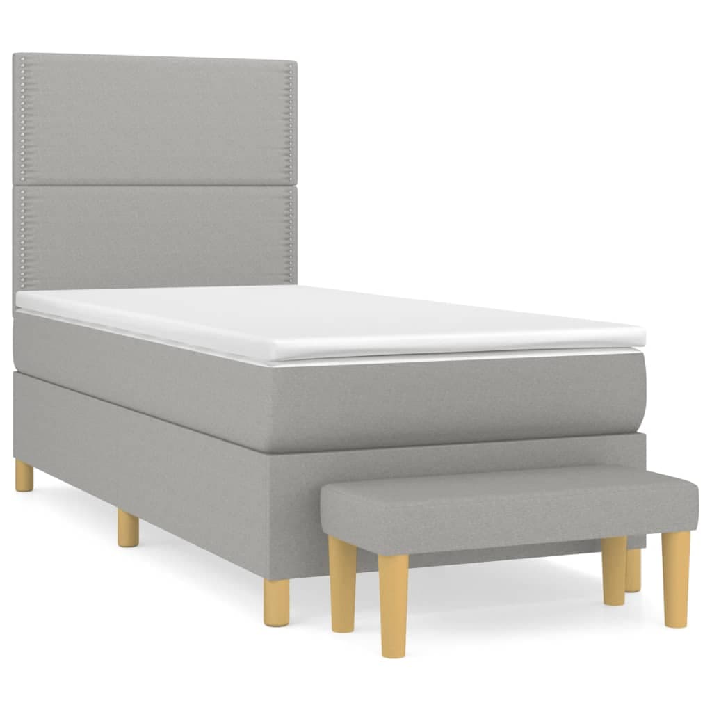 vidaXL Cama com Molas/colchão 90x200 cm Tecido Cinza-claro - 1447704285