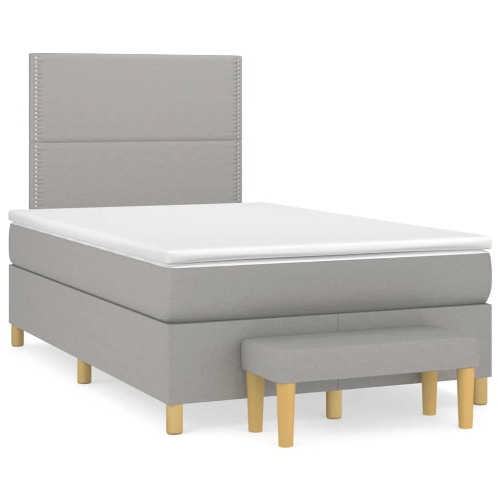 vidaXL Cama com molas/colchão 120x200 cm tecido cinza-claro