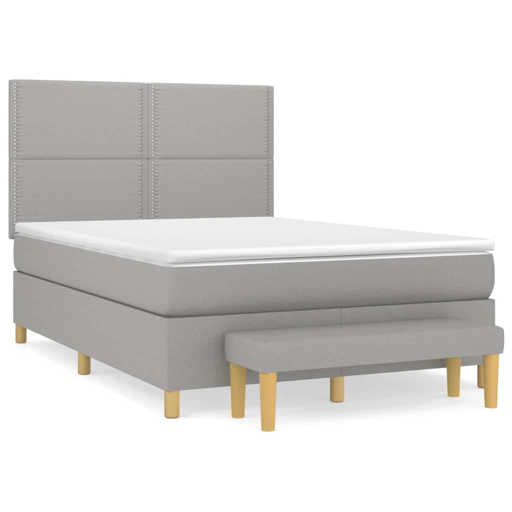 vidaXL Cama com molas/colchão 140x200 cm tecido cinzento-claro