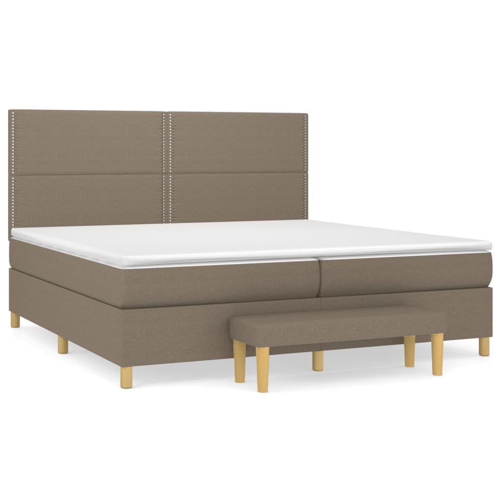vidaXL Cama com molas/colchão 200x200 cm tecido castanho-acinzentado