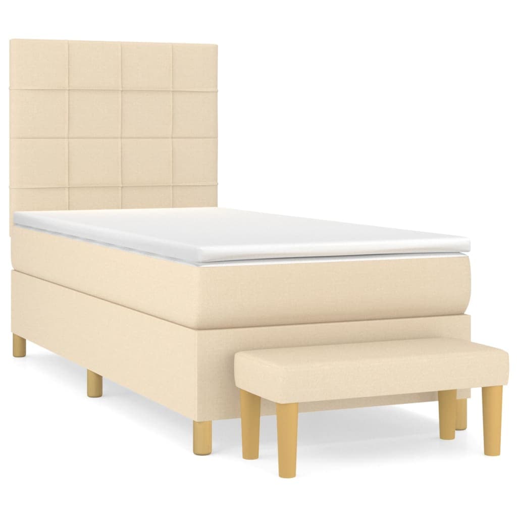 vidaXL Cama com molas/colchão 80x200 cm tecido cor crème