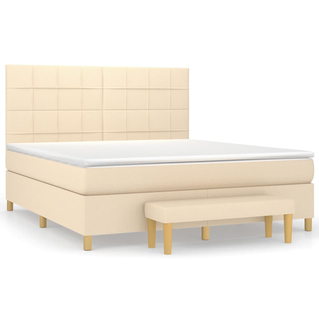 vidaXL Cama com molas/colchão 160x200 cm tecido cor creme