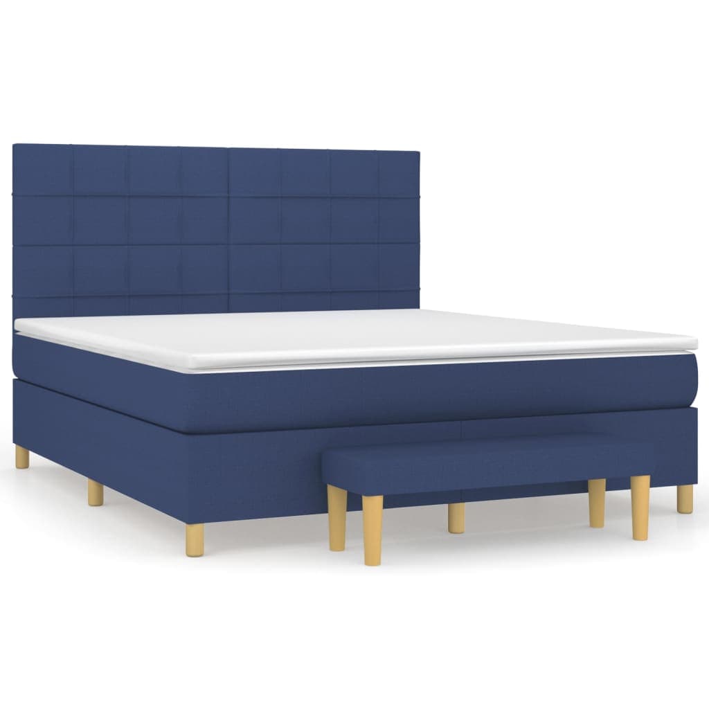 vidaXL Cama com molas/colchão 180x200 cm tecido azul