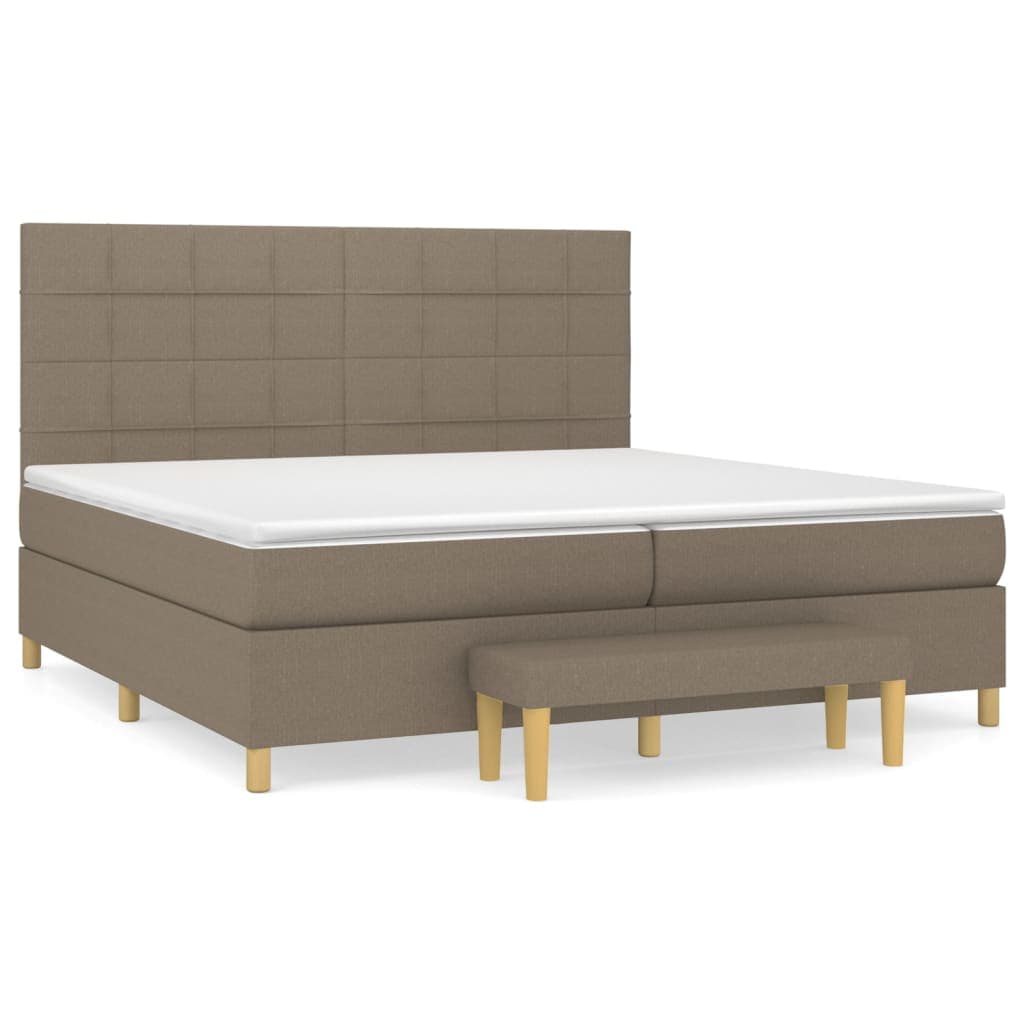 vidaXL Cama com molas/colchão 200x200 cm tecido castanho-acinzentado