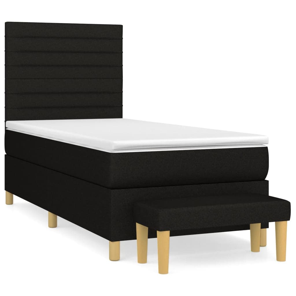 vidaXL Cama com Molas/colchão 80x200 cm Tecido Preto - 3846956734