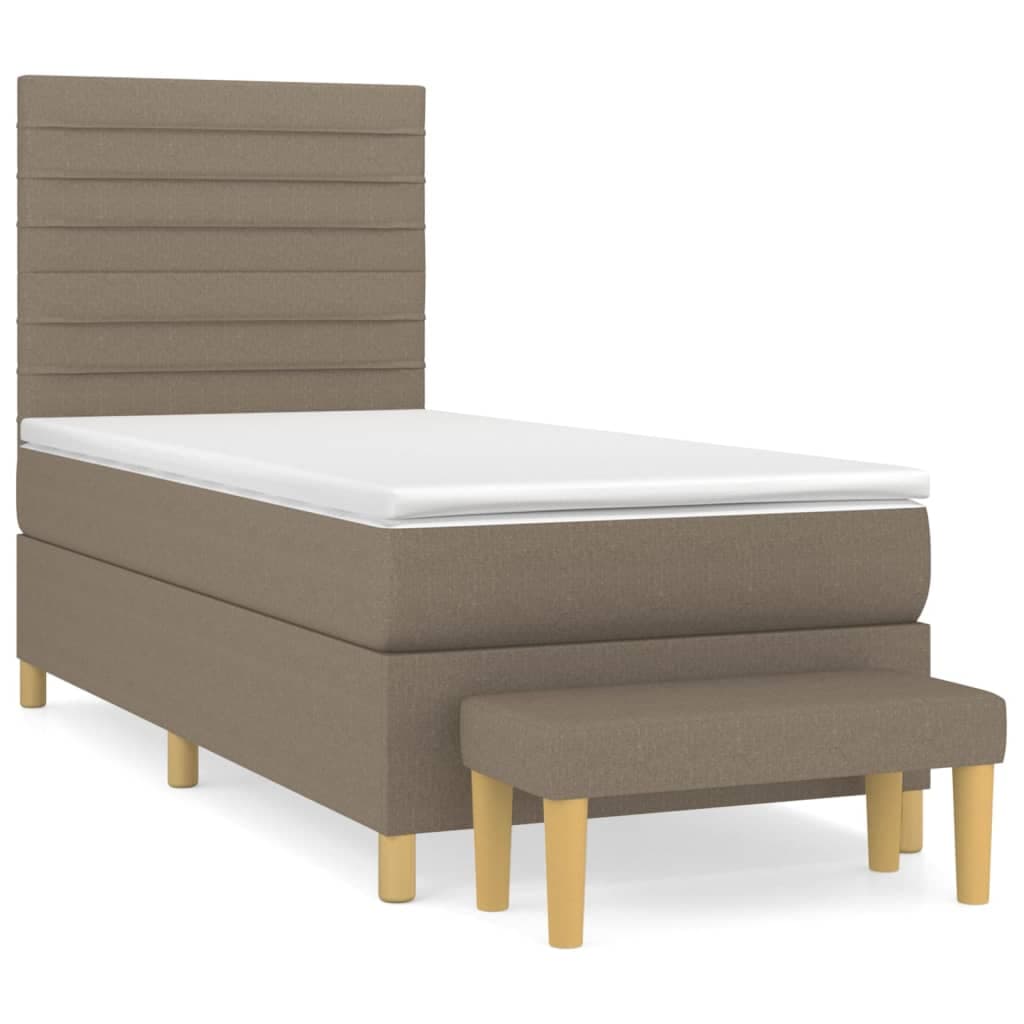 vidaXL Cama com molas/colchão 90x190 cm tecido castanho-acinzentado