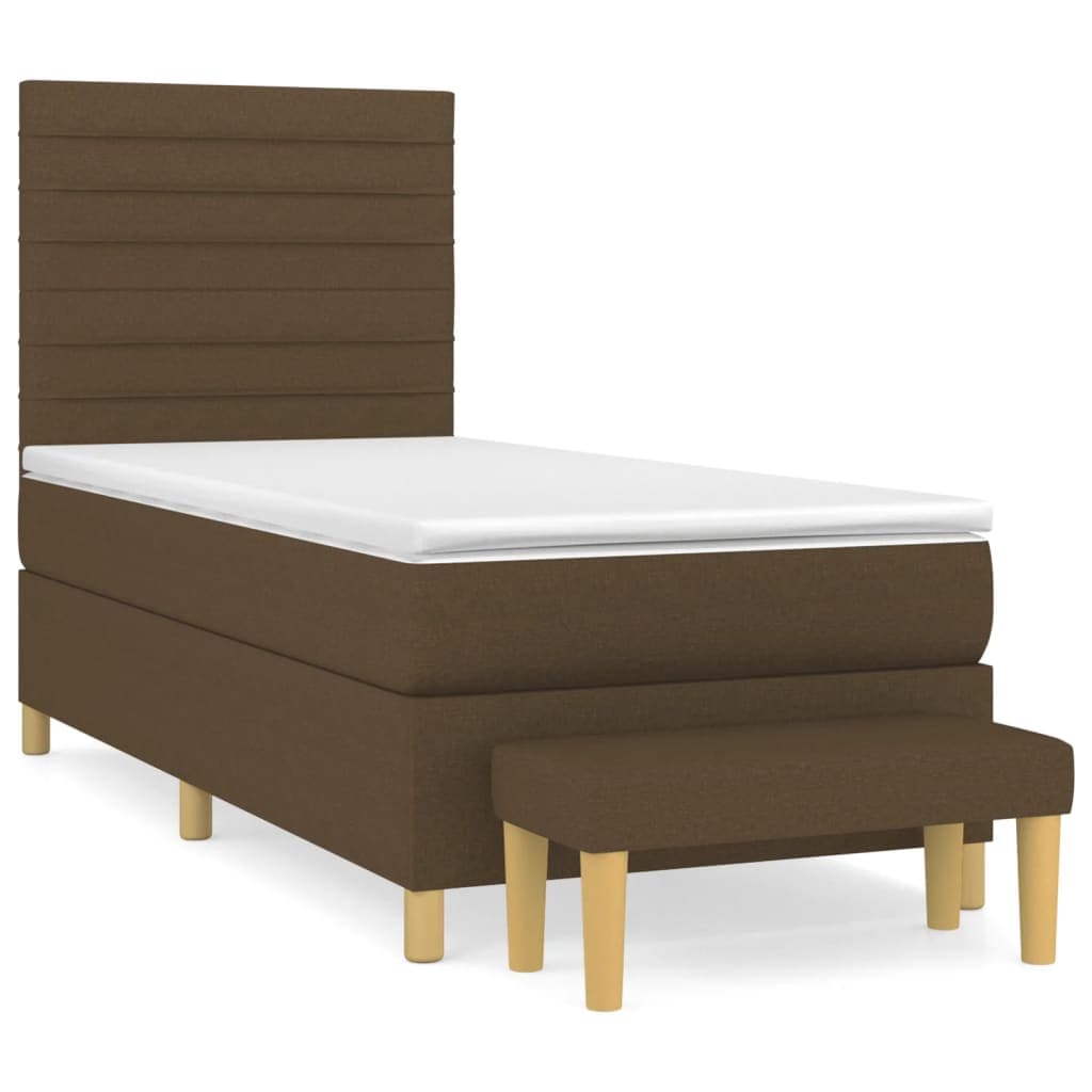 vidaXL Cama com molas/colchão 90x200 cm tecido castanho-escuro