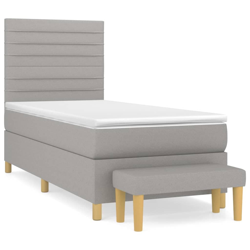vidaXL Cama com Molas/colchão 100x200 cm Tecido Cinzento-claro - 3252335555
